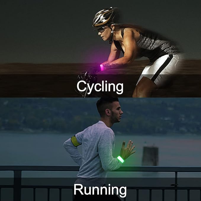 Amarlozn LED Light up Slap Wristband, Flashing Bracelets for Kids, Glow in The Dark Armband for Adults, Night Safety Toys for Walking Running Camping, Christmas New Year Party Supplies Gift 6 Pack