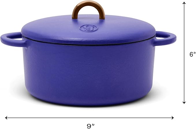 Great Jones Dutch Baby Dutch Oven with Lid (Blueberry, 3.5-Quart) | Enameled Cast Iron, Round Shape | Safe for Stovetops & Ovens up to 500°F | Space-Saving & Dishwasher-Friendly | Small-Batch Cooking
