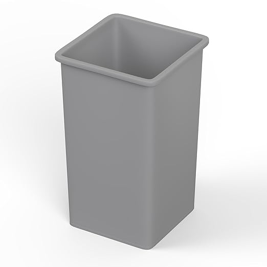 35 Gallon Gray Square Commercial Trash Garbage Can | Outdoor Office Restaurant School Kitchen