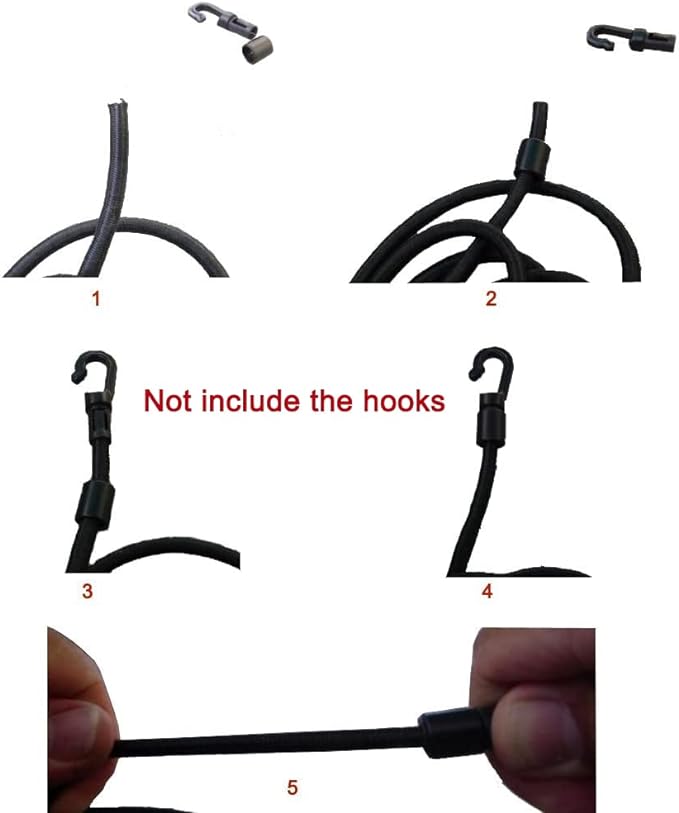 1/4" x 10' Bungee Shock Cord - Elastic Nylon Cords Kayak Stretch String Rope & Tie Down Trailer Strap, Marine Grade…