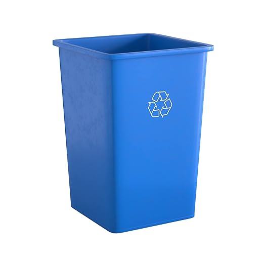 35 Gallon Blue Square Commercial Trash Can