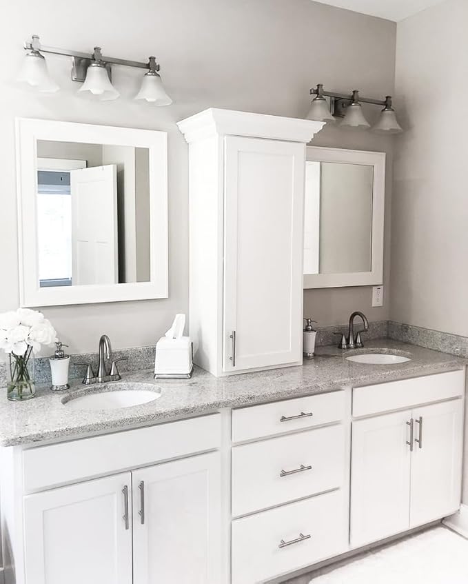 Frame My Mirror White Framed Mirror, 20" x 24" Mirror for Bathroom, Wood Frame, True Reflections Glass, White Finish, Porter Design, Hangs Horizontally or Vertically, Made in USA