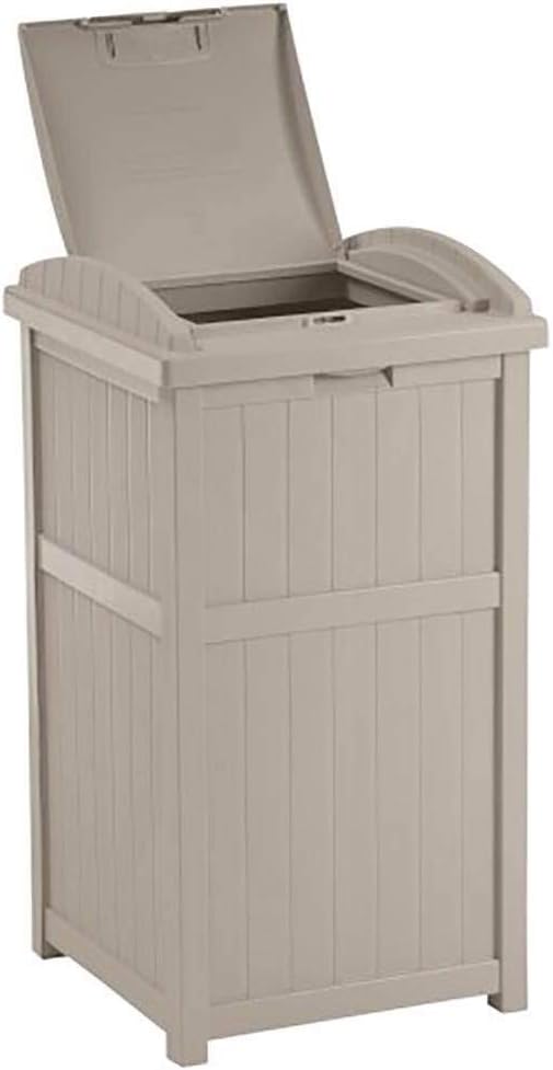 Suncast 3 Pack 15.75" x 16" x 31.6" Trash Hideaway 33 Gallon Resin Outdoor Commercial Garbage Container with Lid for Backyard, Deck, or Patio in Taupe