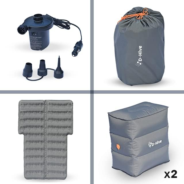 D-Hive SHORTENED LENGTH - Unbeatable Durability SUV Air Mattress for Car Camping, Durable Extra Thick 300D Oxford Fabric, Quick Easy Set-Up w/Electric Pump, Car Bed Mattress with Base Extenders 180 cm