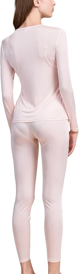 Grenasasilk Womens Silk Long Underwear Mulberry-silk Long Johns Thermal Underwear Sets Cold Weather Base Layer