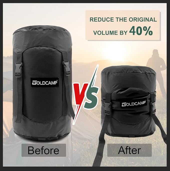 Outdoor Storage Stuff Sacks, Camping Gear Organizer (Black, L)