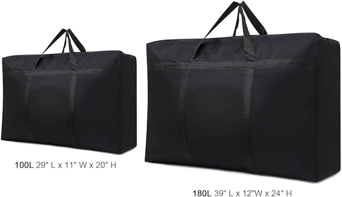 Canvas Extra Large Storage Bags Duffle Bags Organizer Bags for Space Saving Moving Storage (180L, Black)