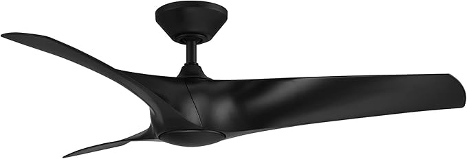 Zephyr Smart Indoor and Outdoor 3-Blade Ceiling Fan 52in Matte Black with Adjustable CCT 2700K-3000K-4000K-5000K LED Light Kit and Remote Control works with Alexa, and iOS or Android App