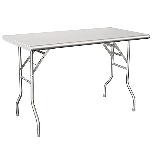 HARDURA Folding Stainless Steel Table 24X48 Inches with Legs NSF Commercial Portable Folding Prep Table for Restaurant Kitchen Home and Hotel