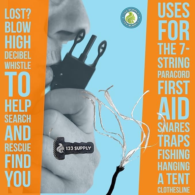 Paracord Bracelet Compass Hiking Survival Emergency Whistle Fire Starter Kit Camping Gear Hiking Essentials Fishing Hunting Accessories EDC Backpacking Gear Tactical Survival Gear Equipment