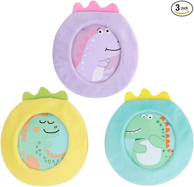 Hilph Kids Ice Packs for Boo Boos, 3 Pack Reusable Gel Hot Cold Packs for Toddlers and Babies, Cute Soft Plush Cover with Hot Cold Compress Pack for Pain Relief, Bump, Bruise, First Aid (Dinosaur)