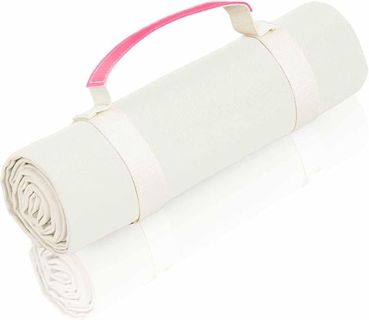 4’9” x 6’3” White Lightweight Water-Resistant Canvas Mat – Picnic, Outdoor, Beach, Park, Camping, Toy Mat