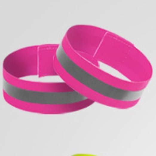 4 PCS Reflective Wrist Strap 4x1.5cm Running Safety Gear Reflective Wristbands High Visibility Bike Ankle Bands Reflector Armband Self-Adhesive Reflective Bands for Walking,Night Sports Pink