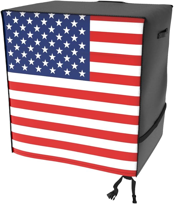 ATYARD 30-inch Outdoor Cover for Keter Unity (Small) Portable Table - UV Resistant, Breathable, All Weather (30" L x 24" W x 32" H)Black,American Flag