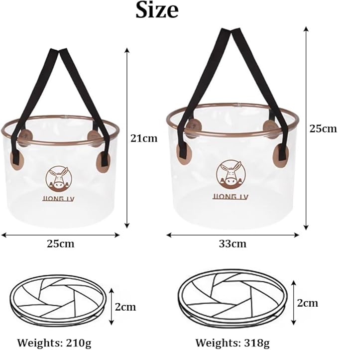 YUEWO Portable Collapsible Bucket with Handle Foldable Wash Basin Multifunctional Water Container Sink for Fishing, Camping, Hiking, Backpacking, Outdoor Survival, Car Washing