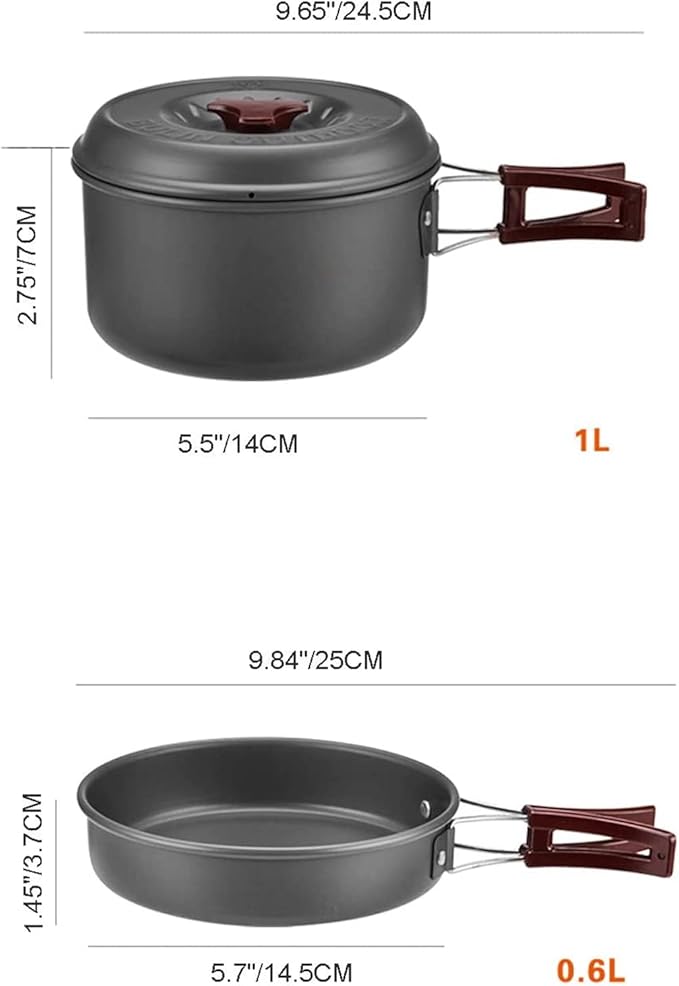 Bulin 24/13/11/8/4 PCS Camping Cookware Mess Kit Lightweight Backpacking Cooking Set Outdoor Cook Gear for Family Hiking, Picnic(Kettle, Pot, Frying Pan, Bowls, Plates, Spoon)