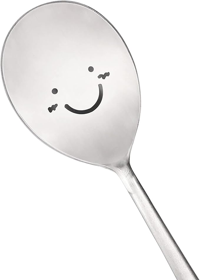 Korean Utensils Chopsticks and Spoon Set Reusable Long Handle Stainless Steel Good for Gift Happy Face & Hangul Characters Engraved Silver