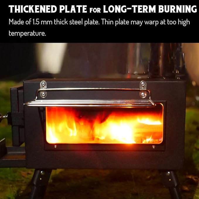 Preself Hot Tent Stove, Large Side Window, Winter Wood Burning Stove for Heating Cooking Camping Hunting (XL)