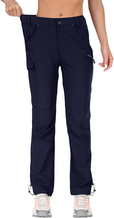 GymBrave Women's Hiking Cargo Pants Quick Dry Outdoor Camping Capris Water Resistant UPF 50 with Zipper Pockets