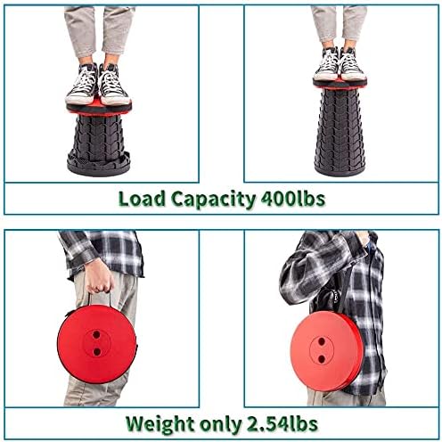 Fishboy Upgraded Collapsible Stool, 400lbs Max Weight, Lightweight But Sturdy, Portable Retractable Folding Telescoping Foldable Camping Stool for Adults Outdoor Fishing Hiking Gardening Travel BBQ