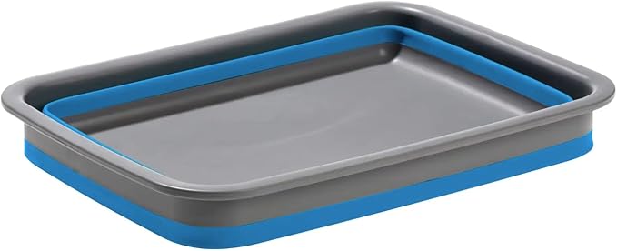 Collapsible Silicone Washing Container for Camping and Backpacking - Camping Dishware Gear Essentials in Blue (Made by Caddis Sports)