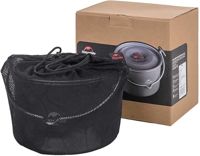 Naturehike Camping Soup Pot Cookware with Lid Large Outdoor Portable Hanging Pot Cooking Set for 1-6 People