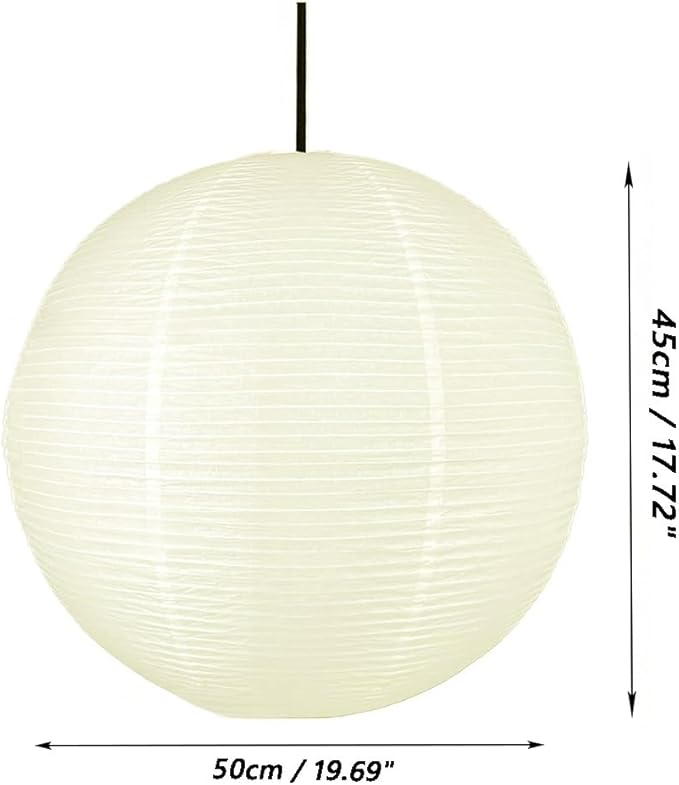 Paper Lamp Shade,50cm(19.69") Pendant Lamp Shade Round Large Paper Lantern Hanging Light Rice Paper Lantern Lampshade for Living Room Bedroom Dining Room Kids (White)