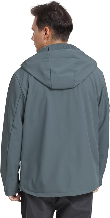 GEMYSE Men's Lightweight Rain Jacket Waterproof Raincoat Hooded Softshell Windbreaker for Outdoor Hiking Travel