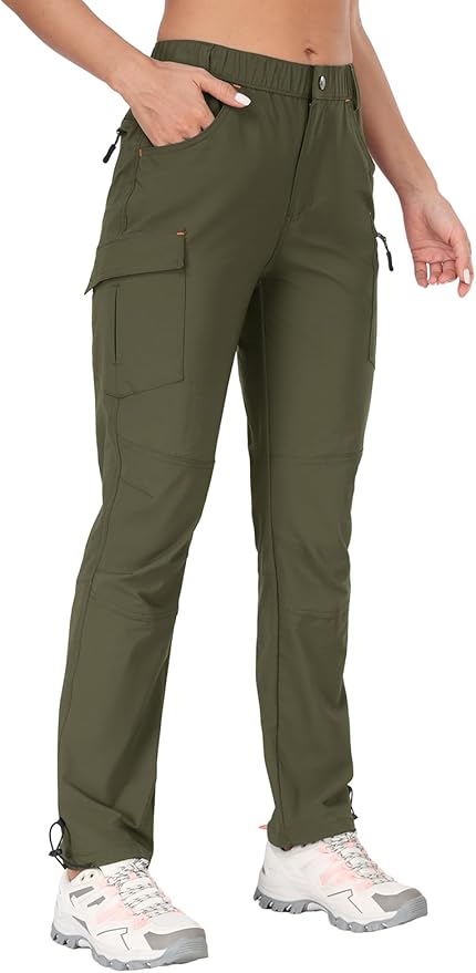 GymBrave Women's Hiking Cargo Pants Quick Dry Outdoor Camping Capris Water Resistant UPF 50 with Zipper Pockets