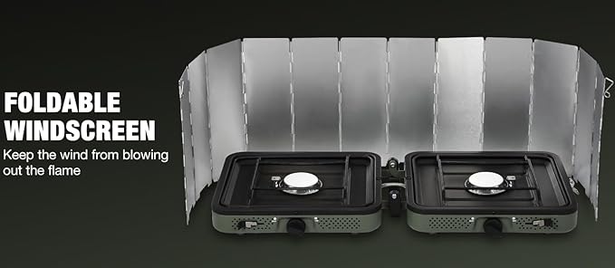 REDCAMP Folding Outdoor Stove Windscreen, 12 Plates Aluminum Camping Stove Windshield with Carrying bag, Lightweight Butane Burner Windshield