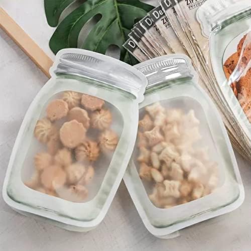 Enkrio 20 PCS Mason Jar Zipper Bags Storage Reusable Food Bag for Snack Sandwich Nuts Cookies Airtight Zipper Sealed Baggies Leak-Proof
