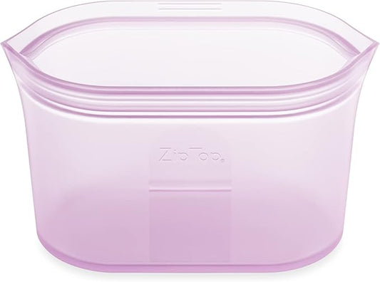 Zip Top Reusable Food Storage Bags | Medium Dish [Lavender] | Silicone Meal Prep Container | Microwave, Dishwasher and Freezer Safe | Made in the USA