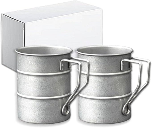 Vintage Coffee Mugs Stainless Steel Mug with Handle Camping Coffee Mugs Outdoor Hiking Cup Lightweight Camping Gear for Men Backpacking Mug, Set of 2-Silver (16.9oz/500ml)