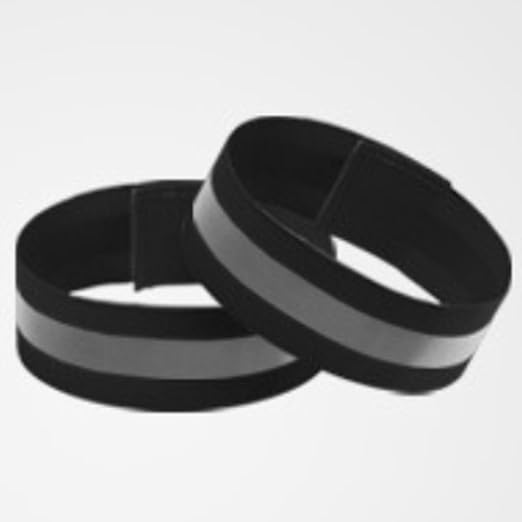 4PCS Reflective Wrist Strap 4x1.5cm Running Safety Gear Reflective Wristbands High Visibility Bike Ankle Bands Reflector Armband Self-Adhesive Reflective Bands for Walking,Night Sports Black