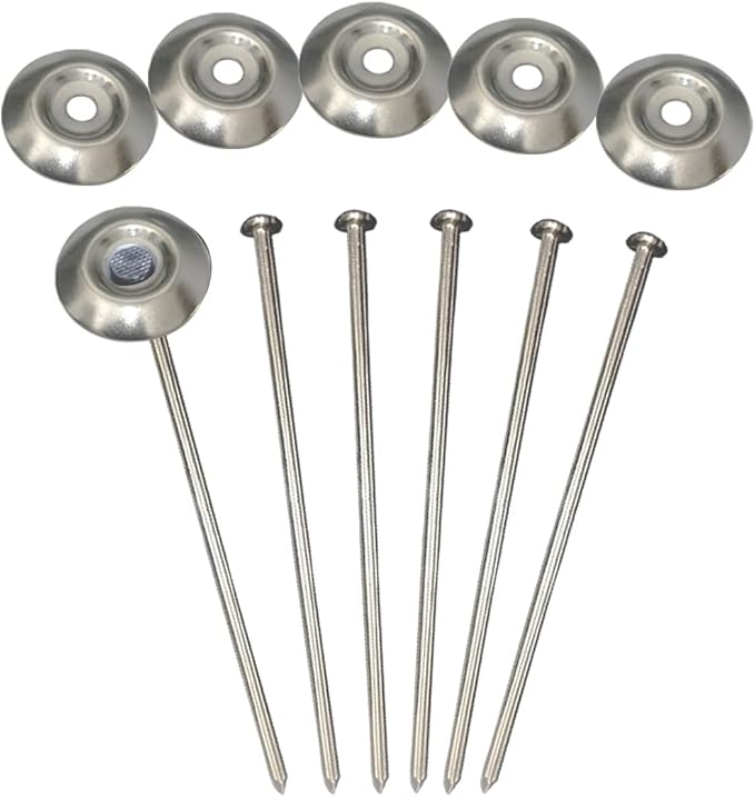 Stainless Steel 304 Patio Rug Stakes 8" RV Rug Stakes, Used for Rugs, Tents, Tarps, RV Mats,No More Moving - Pack of 6