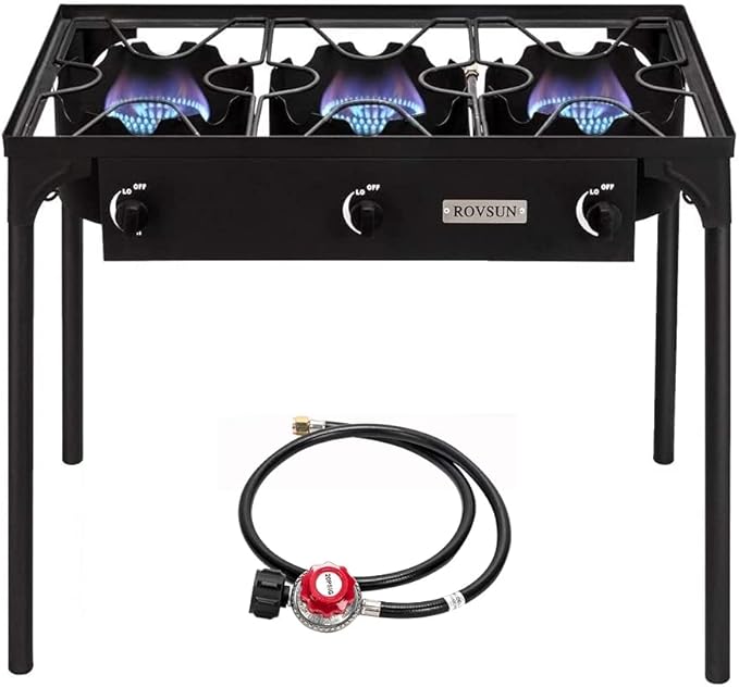 ROVSUN 2/3 Burner Outdoor Propane Gas Stove High Pressure Stand Cooker for Backyard Cooking Camping Home Brewing Canning Turkey Frying, 20 PSI CSA Listed Regulator