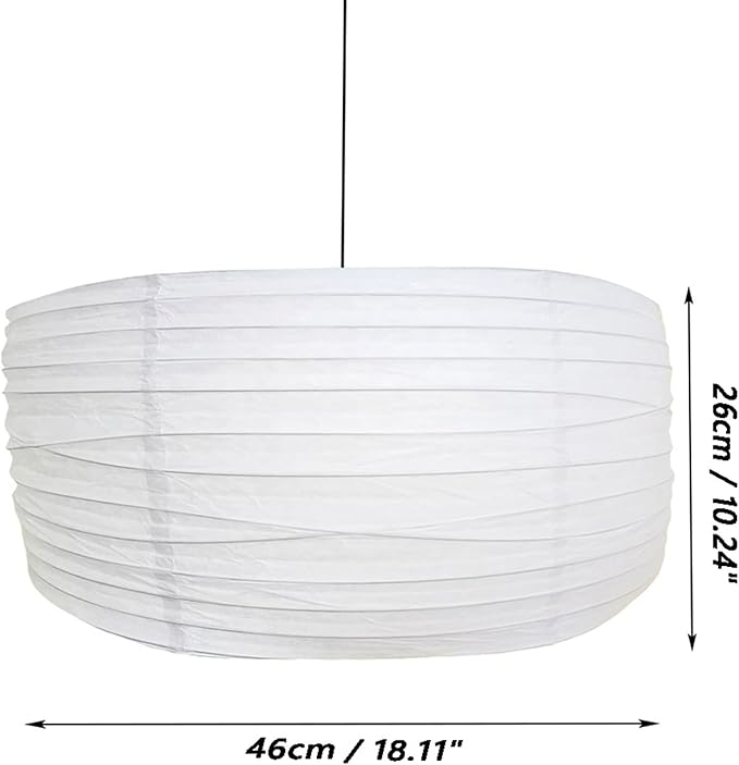 Paper Lamp Shade,46cm(18") Pendant Lamp Shade Round Large Paper Lantern Hanging Light Rice Paper Lantern Lampshade for Living Room Bedroom Dining Room Kids (White1)
