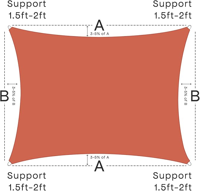 Sun Shade Sail Canopy, 10' x 13' Rectangle 95% UV Block Shade Cover for Outdoor, Backyard Patio, Lawn, Garden, Sandbox Carpor Brick Red