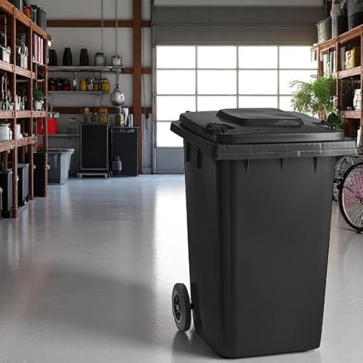 PRO&Family Wheeled Outdoor Trash Can Garbage Can Garage Trash Can for Restaurants/Hospitals/Offices/Back of House/Warehouses/Home (Black, 96 Gallon)