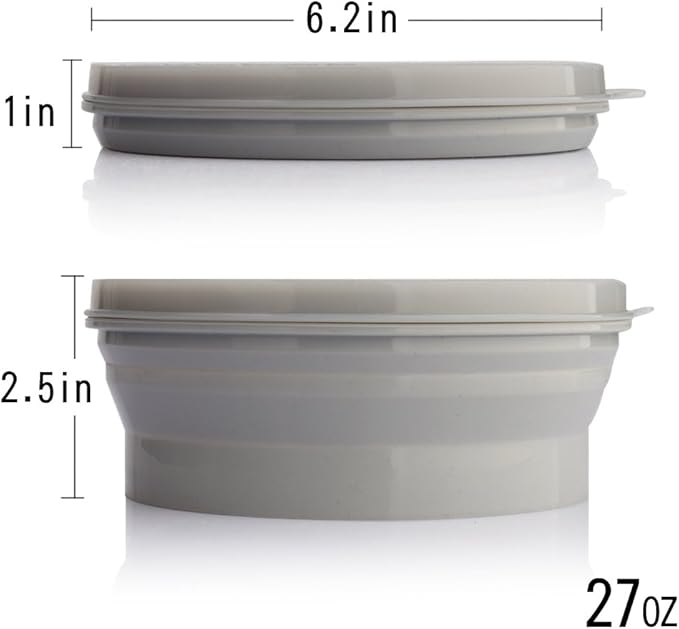 IYYI ME.FAM Silicone Collapsible Bowl with Lid - 800ML Folding Travel Bowl for Camping, Hiking - Heat Resistant