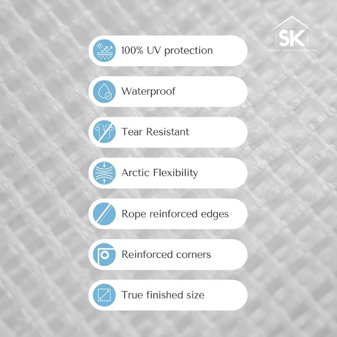 16 Mil Clear Poly Heavy Duty Tarp with Fiber Reinforcement - True Size Tarps with UV Protection, Tear Resistance, Flexibility, Reinforced Corners 12x16