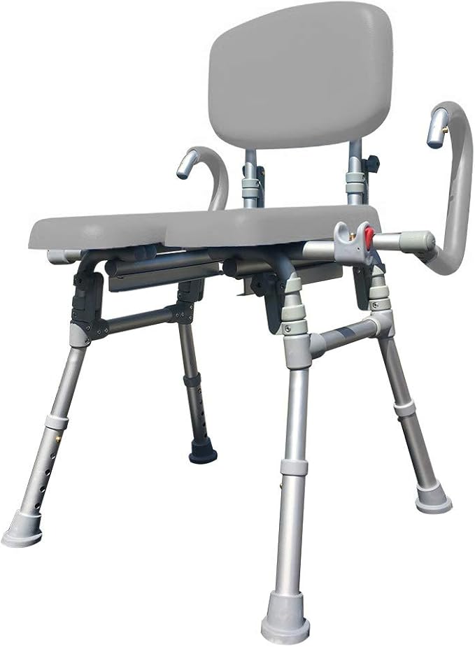 Platinum Health UltraCommode™ Foldable Commode and Shower Chair, Soft, Warm, Portable and Foldable XL Toilet Seat with Open Front, Padded Armrests, Adjustable Height, Includes Free Commode Pail, Gray