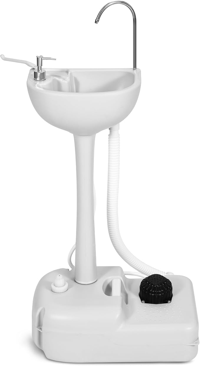 YITAMOTOR Portable Sink 17L Camping Hand Washing Station with w/Towel Holder, Soap Dispenser, Foot Operated, Hand Wash Basin Station for Worksites, Camping, Travel, Boat, Gathering, Garden