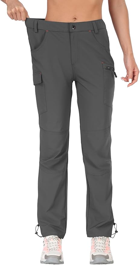 GymBrave Women's Hiking Cargo Pants Quick Dry Outdoor Camping Capris Water Resistant UPF 50 with Zipper Pockets