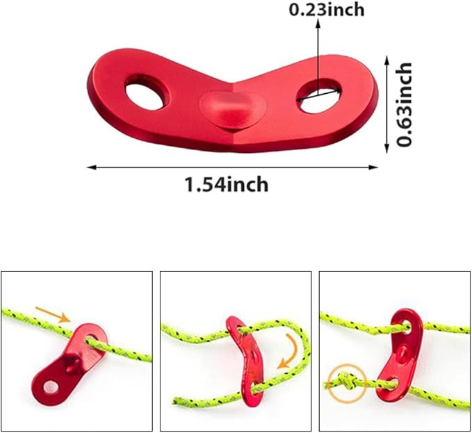 36 Pieces Tent Rope Tensioner - 3 Types Alloy Guyline Tensioner Camping Tent Guyline Cord Adjuster Combination Camping Gear, Red