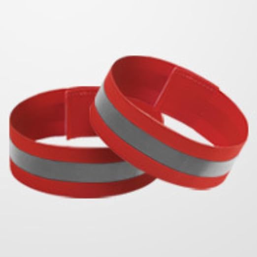 4 PCS Reflective Wrist Strap 4x1.5cm Running Safety Gear Reflective Wristbands High Visibility Bike Ankle Bands Reflector Armband Self-Adhesive Reflective Bands for Walking,Night Sports Red