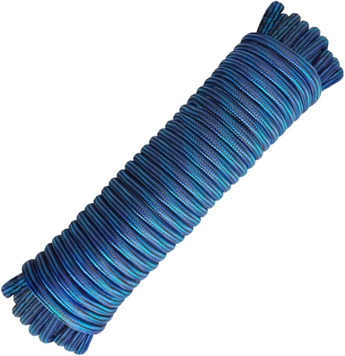 Diamond Braided Polypropylene Rope Nylon Rope Mix Thick Heavy Duty Ropes 3/8 inch 60ft High Strength Perfect for Clothesrope Camping Hiking and Other Outdoor Activities Blue