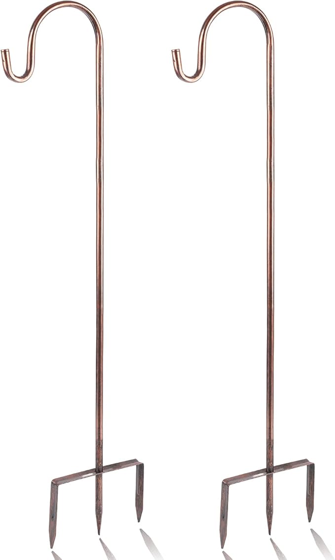 2 Pack Shepherd Hook 48 inch 1/2 inch Thick Use at Weddings, Hanging Solar Lights, Lanterns, Bird Feeders, Metal Hanger Hook. (Bronze, 48 inch) U.S. Patent.