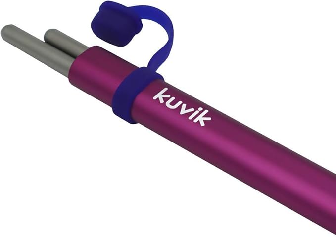 Kuvik Titanium Chopsticks with Magenta Carrying Case - Ultralight and Reusable Chopsticks for Camping