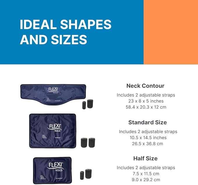 FlexiKold Neck Ice Pack Wrap with Straps Reusable, Flexible Neck Pain Relief, Cold Compress, Cooling Wraps - 6301-COLD-STRAP